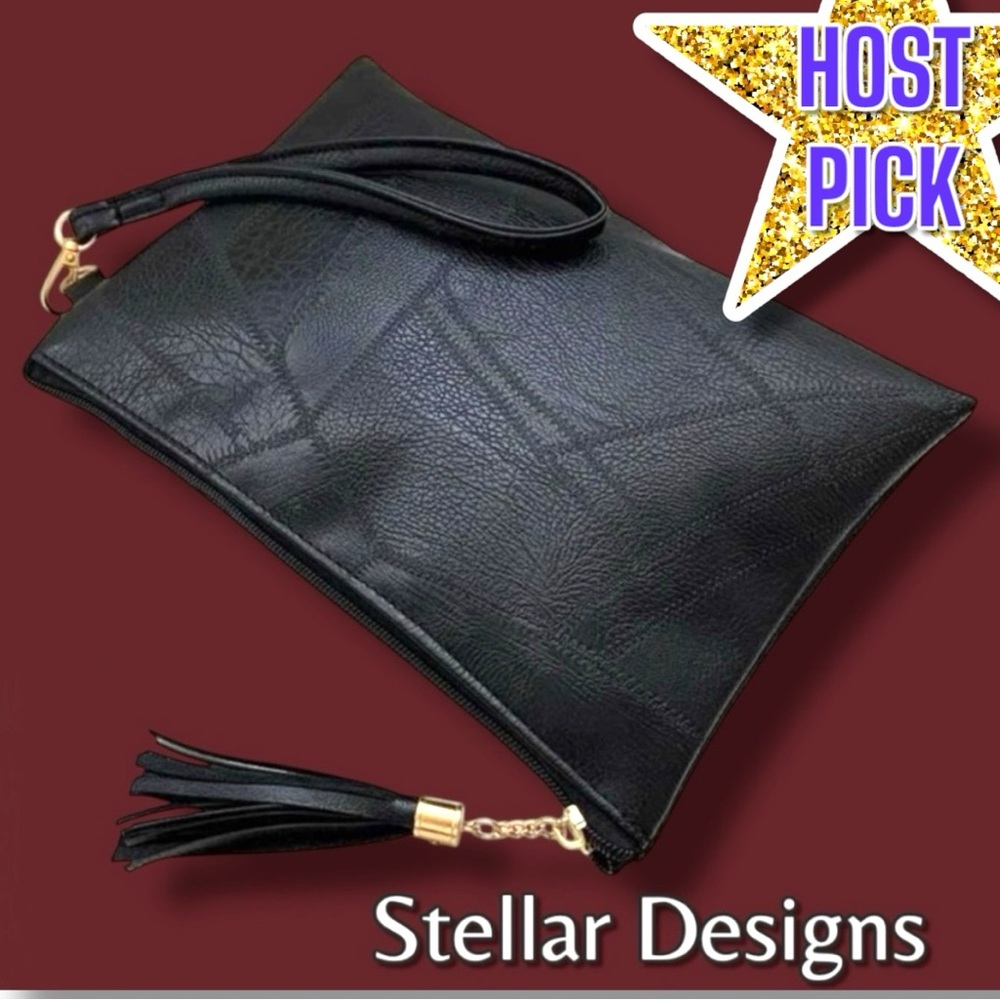 🎉HP🎉NWT Stellar Designs Large Wristlet with Removable Strap in Black. Size OS